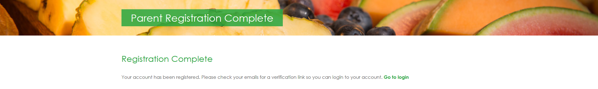 Parent Registration complete